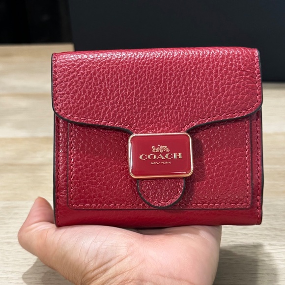 Coach Red Pebble Leather Pepper Wallet "Cute and Compact" - Picture 5 of 9